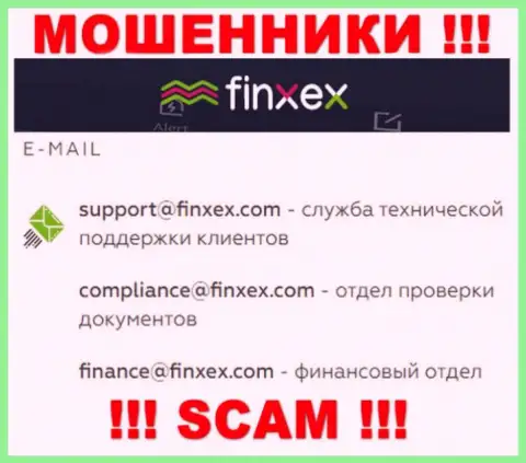 В разделе контактов интернет мошенников Финксекс Лтд, указан вот этот е-майл для обратной связи