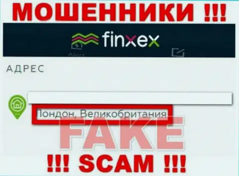 Finxex Com намерены не распространяться об своем настоящем адресе регистрации