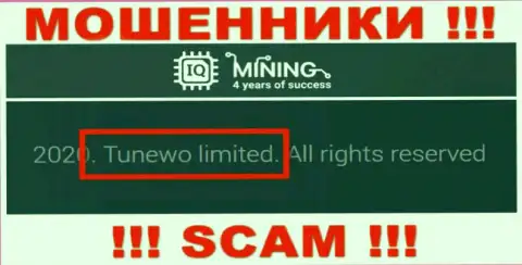 Махинаторы IQ Mining сообщают, что именно Tunewo Limited управляет их лохотронным проектом