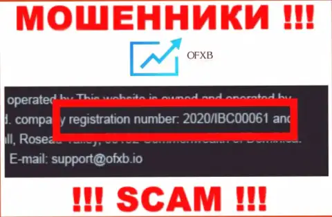 Номер регистрации, который присвоен компании OFXB - 2020/IBC00061