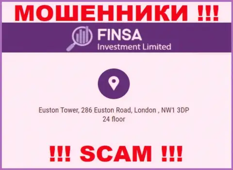 Избегайте совместного сотрудничества с компанией Finsa Investment Limited - эти мошенники представили фиктивный официальный адрес