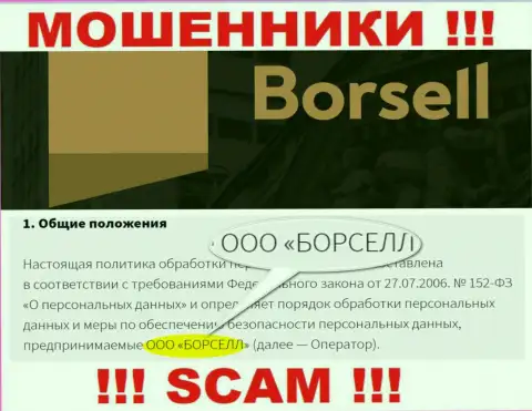 Мошенники Borsell Ru принадлежат юр лицу - ООО БОРСЕЛЛ