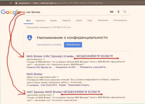 TOP 3 поисковой выдачи Google - NAS-Broker Com - это ОБМАНЩИКИ!!!