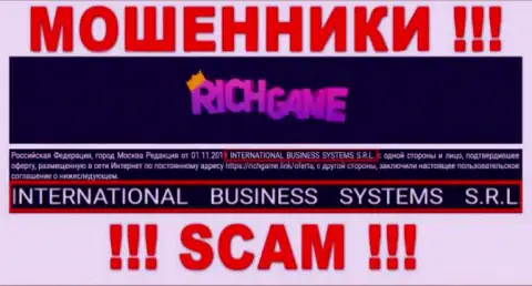 Организация, управляющая лохотроном Rich Game - это NTERNATIONAL BUSINESS SYSTEMS S.R.L.